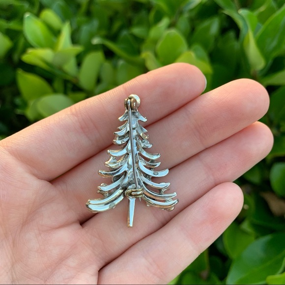 Small Silver Rhinestone Christmas Tree Brooch/Pin - Picture 4 of 8